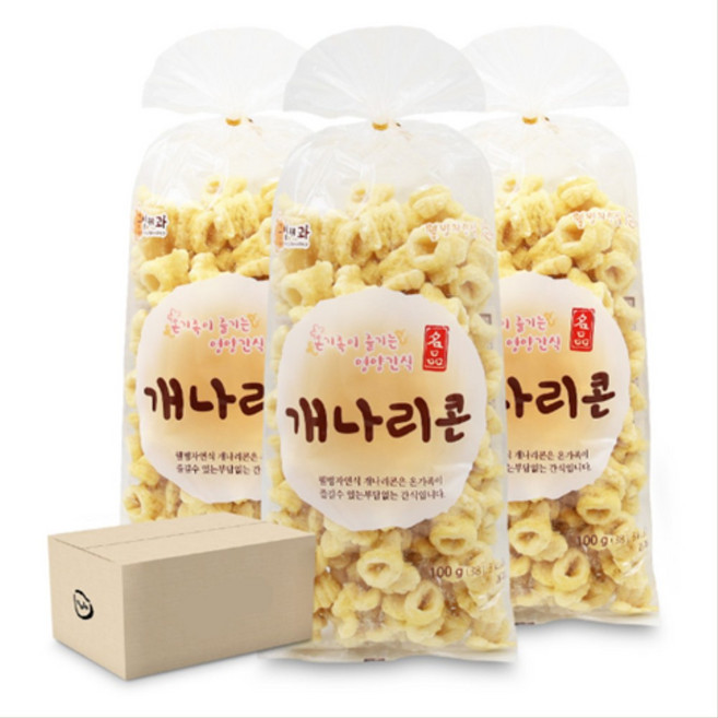 추억의 옛날 과자 옥수수 개나리콘 뻥튀기 100gx10봉 1박스 단체 행사 사무실 간식 안주, 1kg