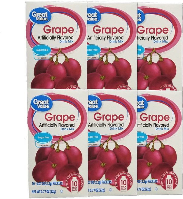 그레이트 밸류: 포도 음료 믹스 0.78 온스 (6개입 팩) Great Value: Grape Drink Mix .78 Oz (Pack of 6), 1개