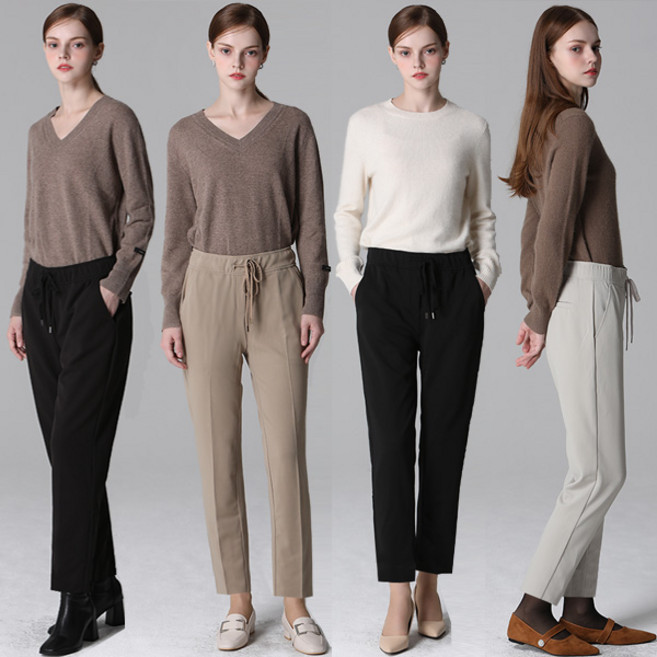 [홈쇼핑방송르오트(LeOT)] 슬림핏 차르르 밴딩팬츠 (4종택일)-사이즈 55~99까지