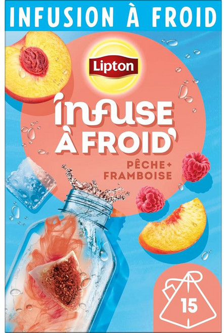 프랑스 립톤 Lipton Raspberry Peach Cold Infuse 라즈베리 복숭아 콜드 블루 인퓨전 아이스티 티백, 6개, 15개입, 4g
