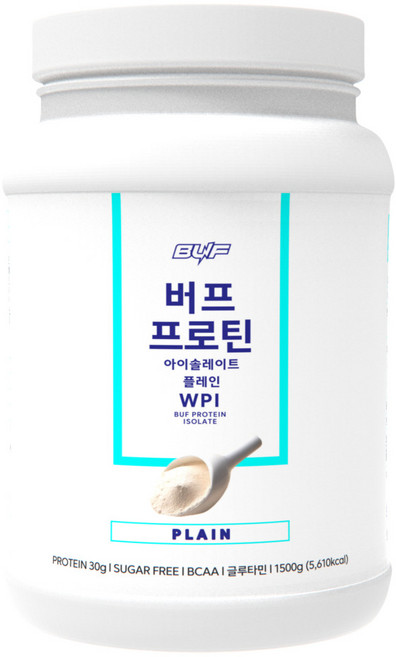 버프 프로틴 아이솔레이트 WPI 100% 무맛 유청 단백질 파우더 헬스 보충제 파우더, 1개, 1.5kg