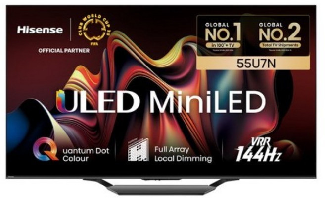 HISENSE 4K ULED Mini LED 스마트TV, 139cm(55in), 55U7N(4K ULED), 벽걸이형, 방문설치