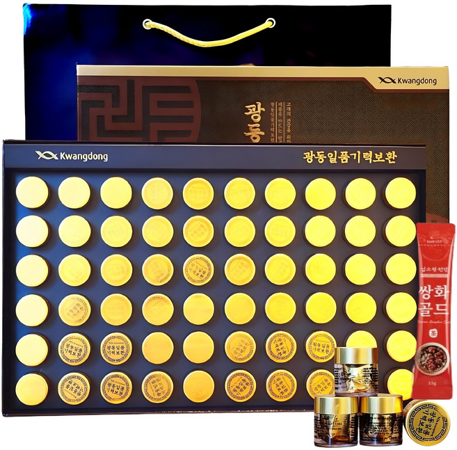 광동 침향 녹용 홍삼 기력 보환 60환 240g (2개월)+ 쇼핑백 15가지 전통원료 새해 설 명절 부모님 면력 선물세트(전통차 본품 포함) 1개, 1세트, 225g