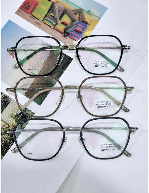 마사다 아이웨어 매튜윌리엄슨 MW/370 가볍고 튼튼한 IP 베타티타늄 고급 사각 안경테