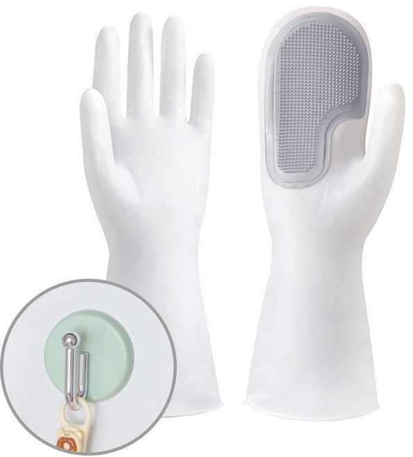 살림다담 다용도 실리콘 수세미 장갑, 그레이, 1개