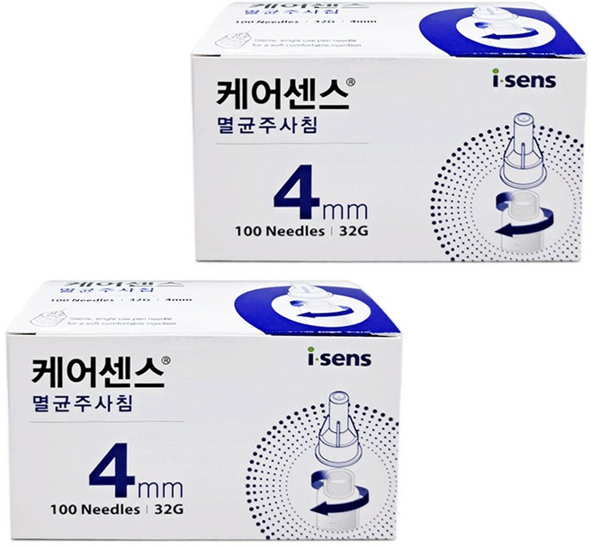 건강두배로 아이센스 i-sens 케어센스 펜니들 멸균 주사침 32G 4mm, 2개, 100개입