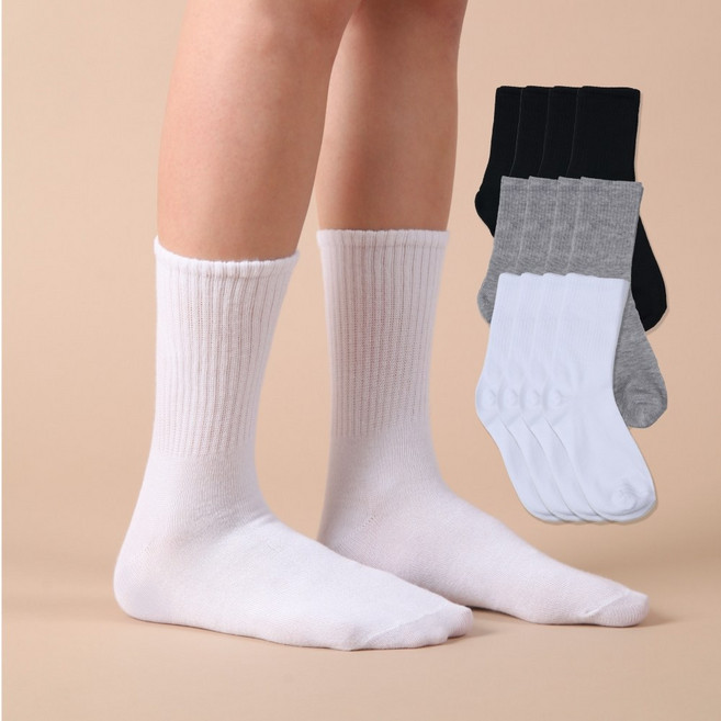 여성 패션 발목 장목 중목 무압박 흰 긴 예쁜 무지 면 양말