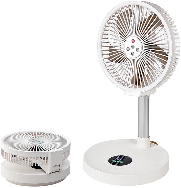 리모컨 접이식 선풍기 가정용 침실 야외 캠핑용 무소음 LED 야간 조명 좌우 회전 10인치 7200mAh, 01 159-7200-b