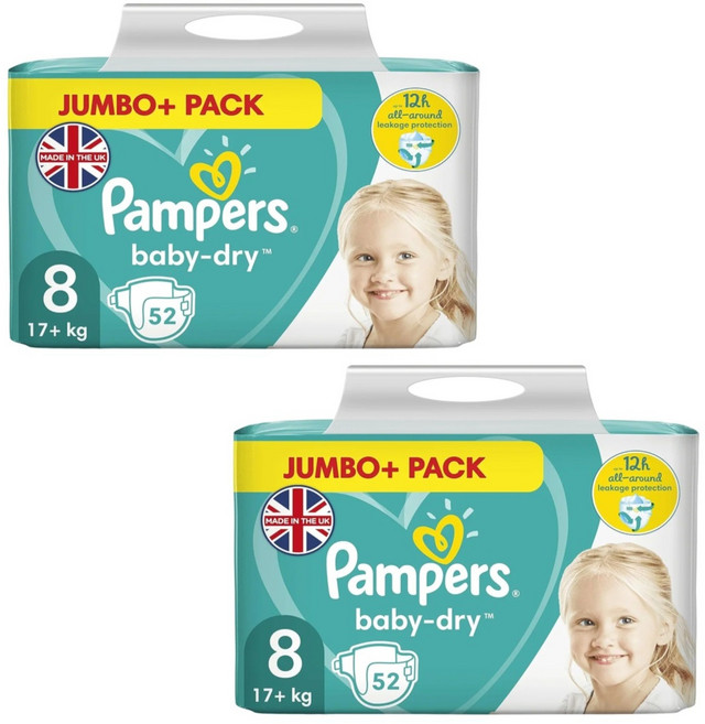 [영국무료배송] 영국 팸퍼스 베이비 드라이 8단계 밴드 총104매 (52팩x2개) (17+kg)