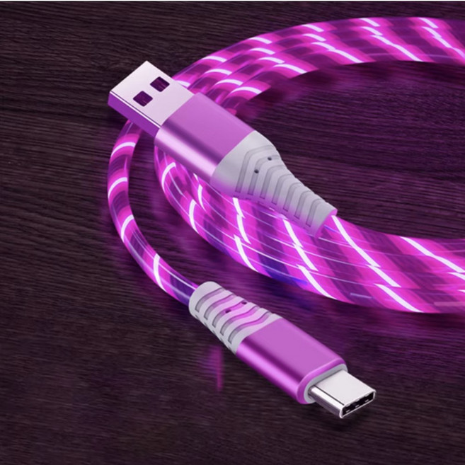 튼튼한 고속 충전 LED 케이블 c타입 usb타입, 2m, 1개