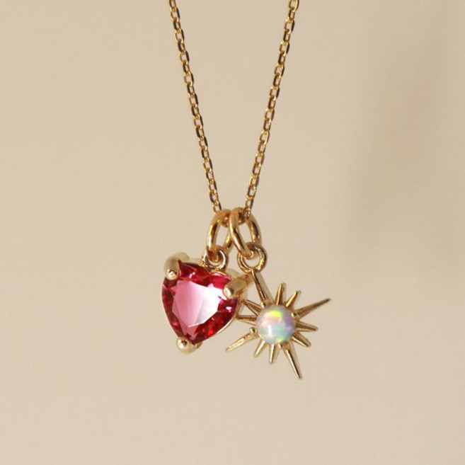 [디바테일][선물포장] 오로라 별 하트 탄생석 목걸이