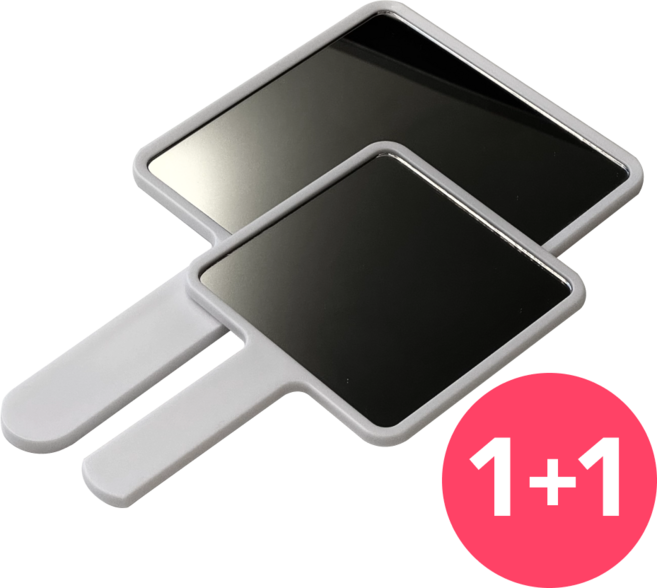 부아노 가벼운 사각 손거울 대형+소형 1+1, 1개, 화이트