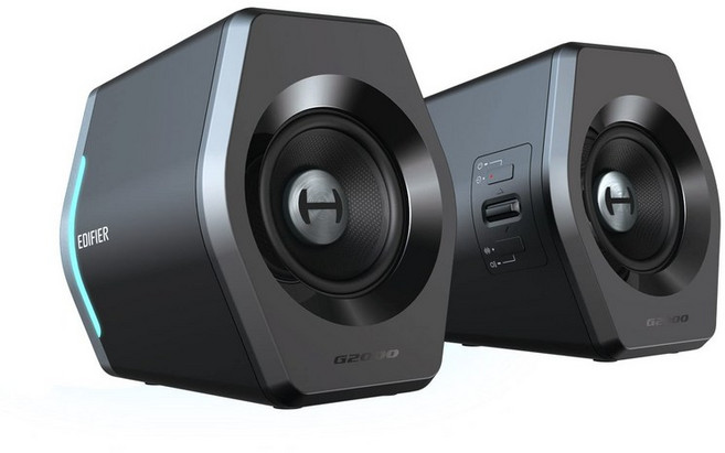Edifier G2000 게이밍 스피커 PC용 Bluetooth5.1 32 W Hi-Fi 음질 유선 BluetoothUSBAUX 접속 PC 대응 LED 라이드 첨부 소형 2대 1조, 블랙