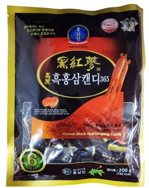[UBA]홍삼인 고려흑홍삼캔디 200g, 1개