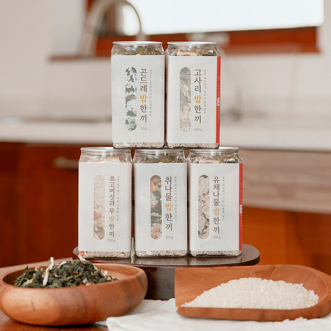 밥솥에 부어만주세요. 쌀과 건강나물의 만남 잇더밀 _곤드레 취나물 유채나물 표고버섯과무 고사리 나물 밥 한끼, 4세트, 1.02kg