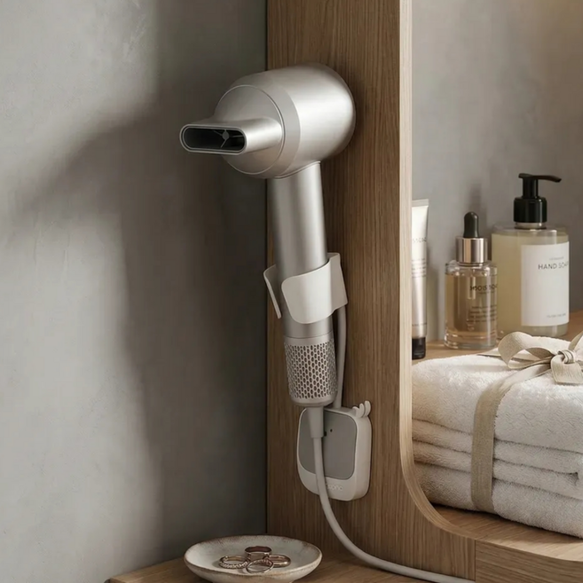 잘샀지 무타공 핸즈프리 각도조절 드라이기 거치대, 베이지, 1개