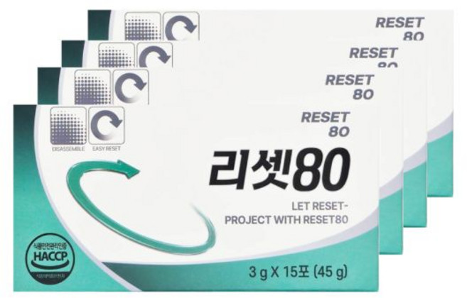 리셋80 히비스커스 19곡곡물혼합분말 흰강낭콩 엘 카르니틴 45g 4개 608501, 리셋80 히비스커스 19곡곡물혼합분말 흰강낭콩 엘 카르