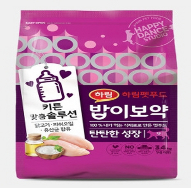 밥이보약 CAT 탄탄한 성장 3.4kg 고양이 키튼 사료, 1개