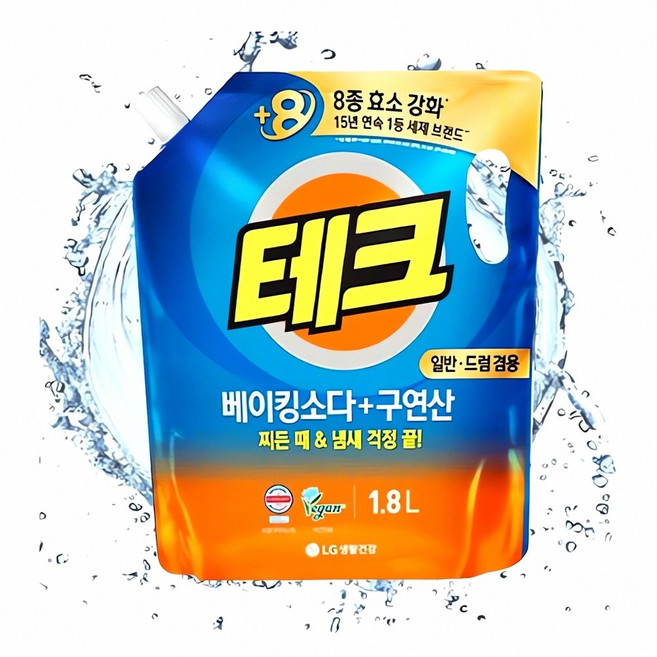 테크 베이킹소다 구연산 세제 리필 1.8L 정제 청소 용품 주방 용 세탁물 세탁 제 주거, 1