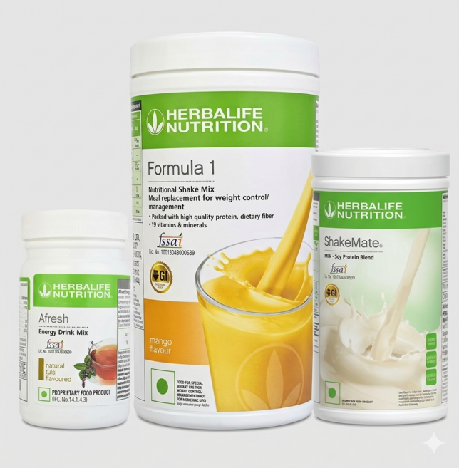 허벌라이프 포뮬라 1 망고 카라멜 500g 컴플리트 웰니스 콤보 (쉐이크메이트 500g 및 아프레 툴시 50g 포함) - 식사 대용 및 일일 에너지 지원, 3개입, 1개
