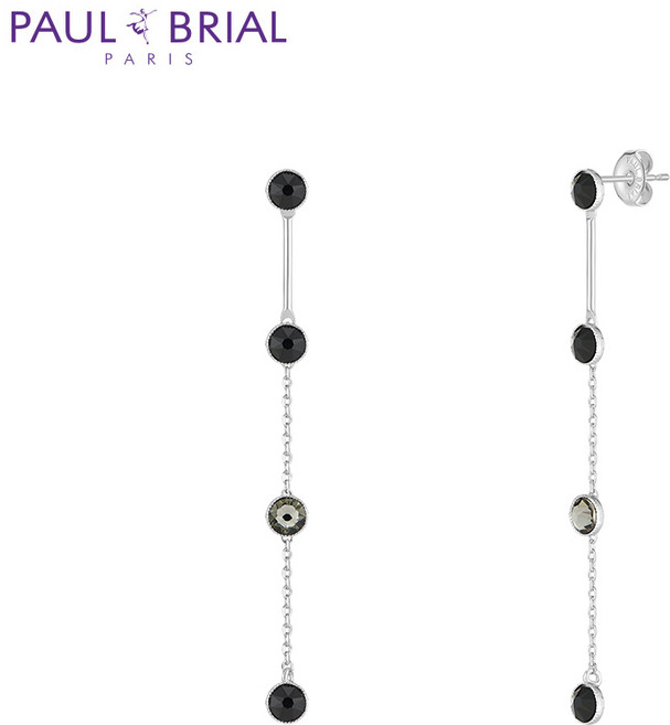 폴브리알 여성용 블랙 드롭 귀걸이 PIBE0132 + 쇼핑백