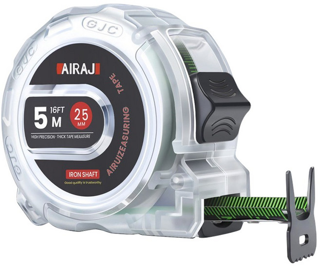 AIRAJ 자동 잠금 줄자 7.5m*25mm 5m*25mm 3m*19mm 내마모성-넓고 두꺼운 설계 잠금 메커니즘 공영.0 오차는 다양한 시나리오 측정에 적용됩니다., 1개, 5m*25mm.1639