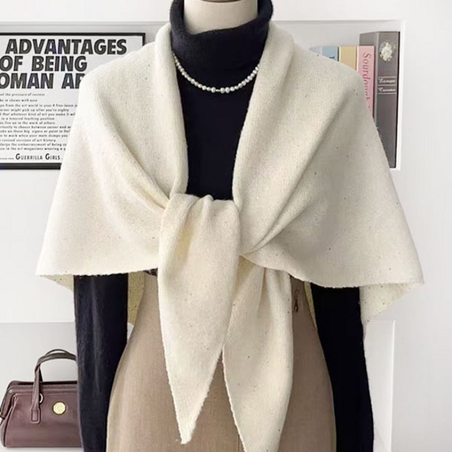 여성 시퀸 니트 머플러 겸용 빅사이즈 삼각 숄 어부바 스팽글 반짝이 니트숄 목도리 겨울 코트 무지 니트머플러