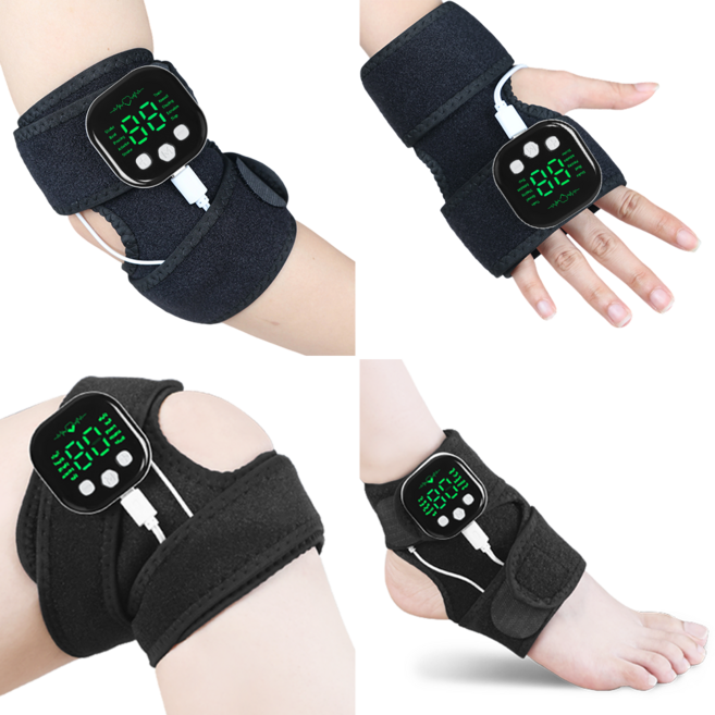 Gaayou 6in1 저주파 무릎 마사지기 ems 무선 손안마기 발 팔 손 종아리 다용도 관절부위 보호대, Black, KJH-X6HW