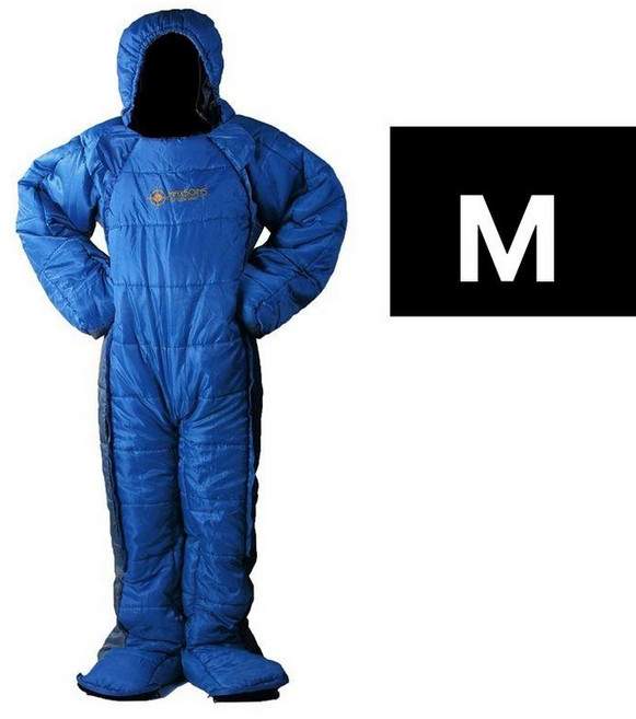 전신 패딩 입는 바지 이불 야외 사계절 셀크백 입는침낭, 블루그레이 M (150-170cm), 1개