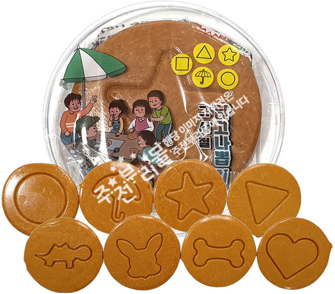 20개입 8종 뽑기 달고나 + 투명케이스 ( 우산 별 세모 동그라미 뼈다귀 하트 공룡 토끼(피카츄), 300g, 1박스