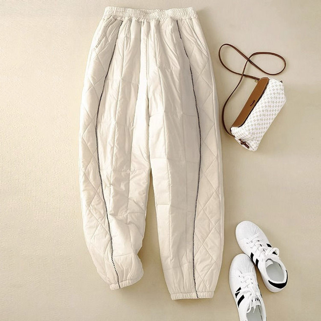 가을 면 조거팬츠 퀼팅 방한 긴바지 루즈핏 와일드 캐주얼 팬츠 여성용