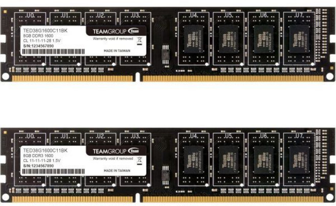 팀그룹 엘리트 DDR3 32GB 키트 (4x8GB) 1600MHz (PC3-12800) CL11 언버퍼드 논-ECC 1.5V UDIMM 240핀 PC 컴퓨터 데스크탑 메모리 모, 16GB Kit 2x8GB, Dual Channel