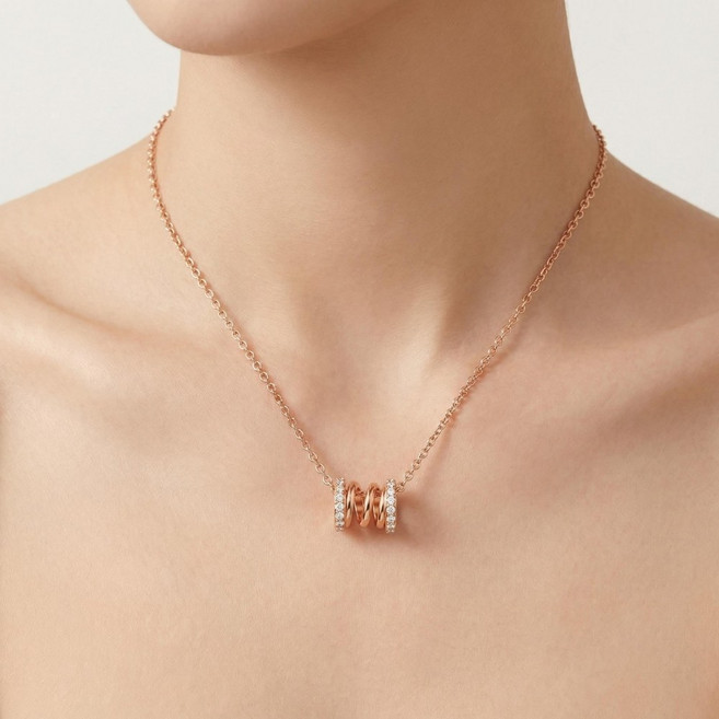 Youmi 14K 도금 롤링 링 다이아 포인트 목걸이 심플 데일리 쥬얼리 JP14