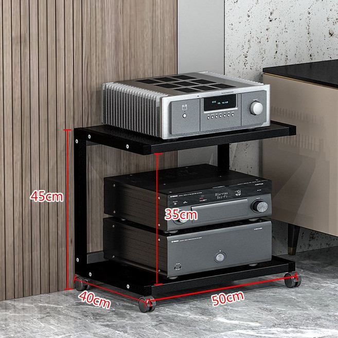 오디오장식장 오디오장 거실장 미니 프레임 2단, 2층 소형 블랙블랙 2.5두께