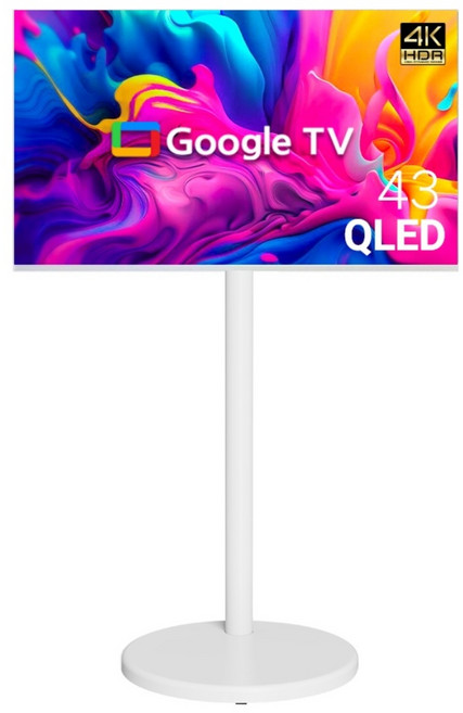 무빙큐빅스 스마트 4K UHD QLED 43인치 삼탠바이미 화이트에디션 스탠딩 이동식 TV 삼텐바이미 중소바이미, 109cm/43인치, GSQBX43UHD-A1, 스탠드형, 고객직접설치