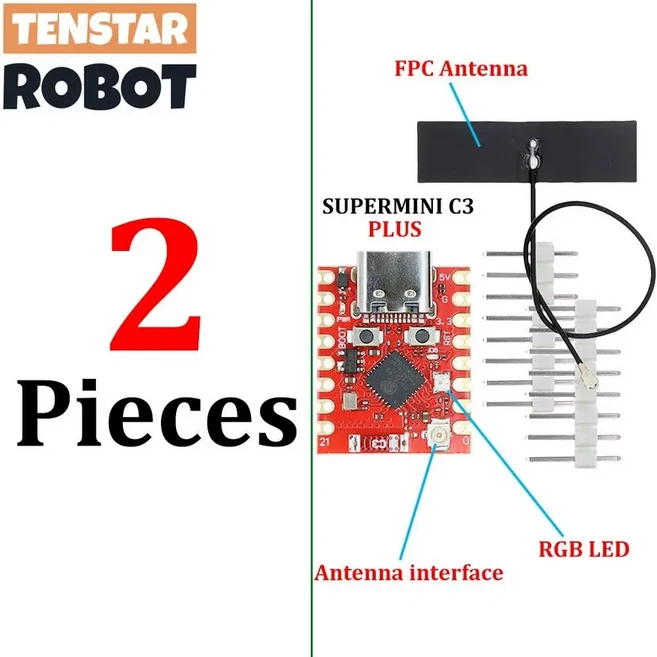 TENSTAR ESP32-C3 슈퍼미니 플러스 개발 보드 WiFi 블루투스 ESP32 C3 슈퍼 미니 V2.0 레드 보드, 01 2 x C3 PLUS