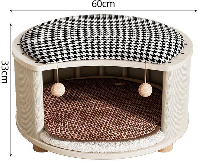 猫咪睡袋冬季保暖防寒猫窝封闭式安全感大号被窝睡眠隧道猫床拖鞋, 1개, 대형 사계절 흑백 체크 쿠션