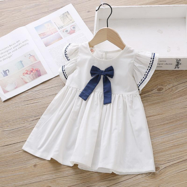 女童刺繡連衣裙 夏季短袖 A字裙