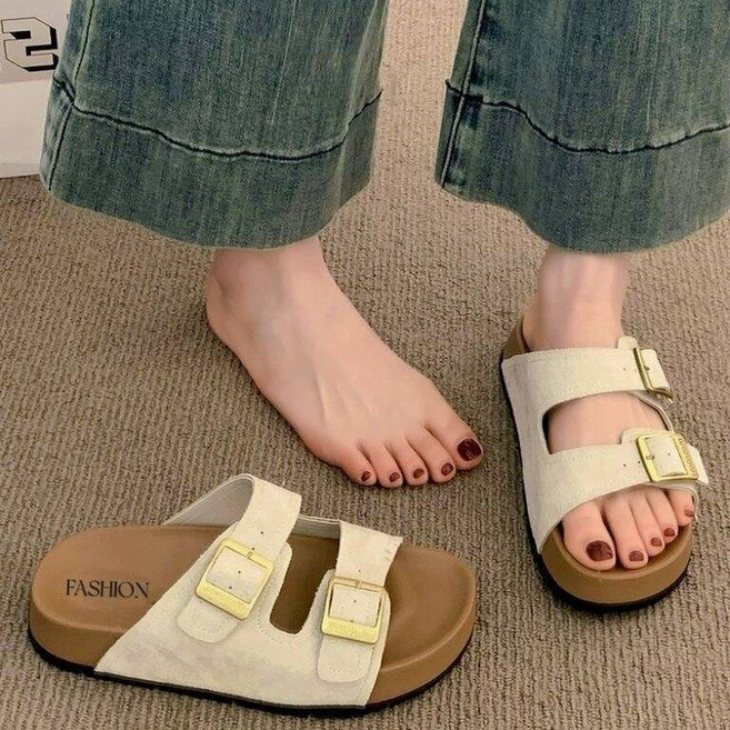 COSYEVNO 여성용 소프트 더블 버클 슬리퍼 봄 여름용 LFHtx-1