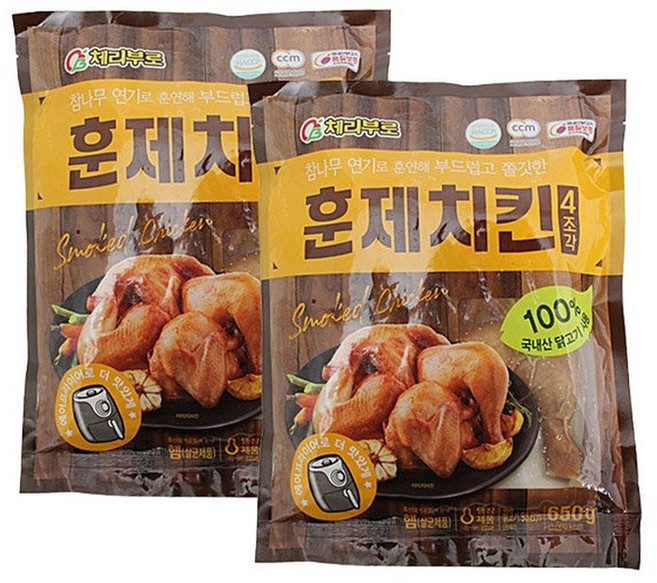 체리부로 훈제치킨 4조각 650gX2팩, 2개, 650g