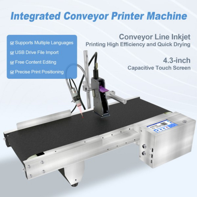 일체형 컨베이어 잉크젯 프린터 4.3 인치 생산 코딩 기계 카트리지 없음 12.7mm, 12.7mm-No Cartridge, 미국 플러그
