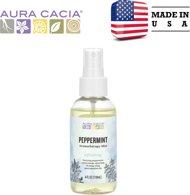 Aura Cacia 아로마테라피 미스트 페퍼민트 118ml (4fl oz) - 쿠팡