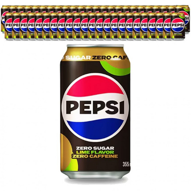 롯데 펩시콜라 제로슈거 라임 제로카페인 355ml 48캔 탄산음료 캔음료, 48개