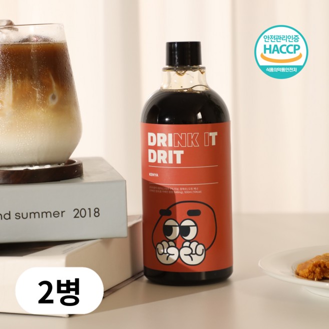 드릿 콜드브루 더치커피 원액 케냐 액상커피, 2개, 1병, 500ml