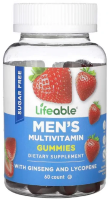 라이퍼블 남성 종합비타민 구미젤리 무설탕 딸기맛 60개 (1개월분), 1개 - 쿠팡