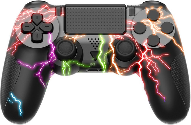 CHEREEKI PS4 무선 컨트롤러 홀 효과 조이스틱 이중 진동 컨트롤러 PS4/PS4 Slim/PS4 Pro 와 호환, 검정, 1개