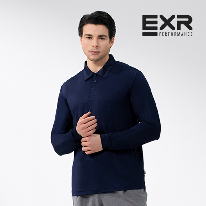 EXR 남자 긴팔 골프웨어 카라 티셔츠
