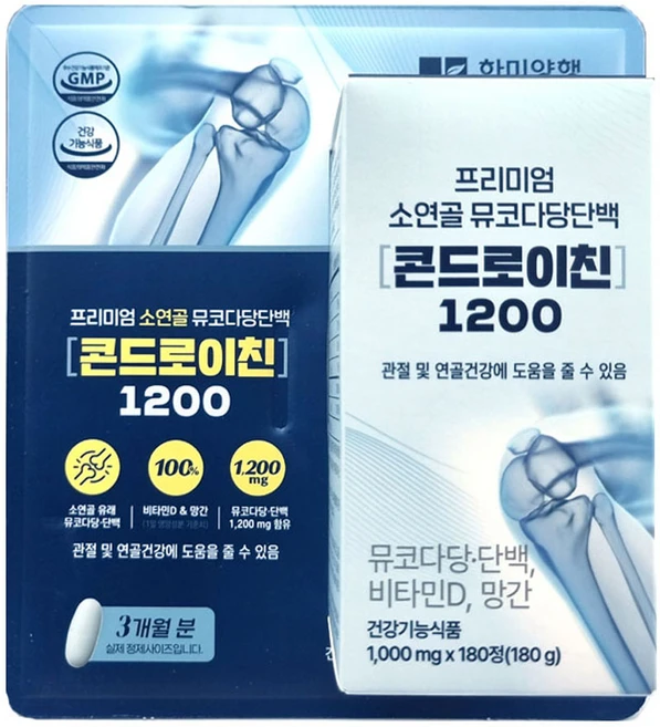 콘드로이친 1200 프리미엄 식약처 HACCP 인증 한미양행 콘드로이친1200 프리미엄 소연골 뮤코다당단백 코스트코 3개월분, 1개, 180정 - 쿠팡