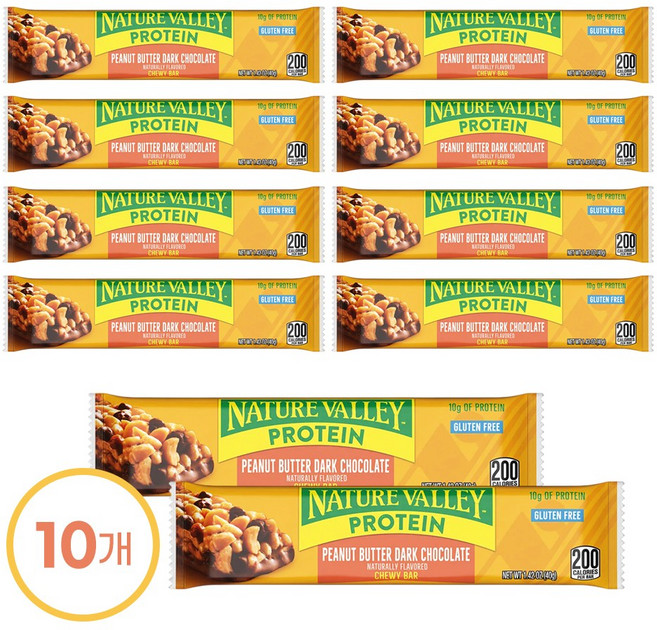 네이처밸리 프로틴 에너지바 피넛버터 다크초콜릿, 10세트, 40g