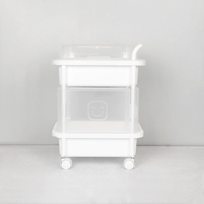 큐브 이동식 수납 정리함, 2단(일반형), 화이트